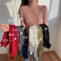 在飛比找蝦皮購物優惠-韓國風格透膚蕾絲上衣