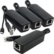 4-Pack Gigabit PoE Splitter, 48V to 5V 2.4A Micro USB, for Raspberry Pi 3B+, IP Camera and More