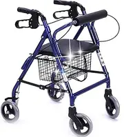 Walker,Lightweight Folding Four Wheel Rollator Walker with Padded Seat Safety Brake Adjustable Height Removable Storage Bag Little Surprise
