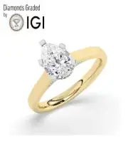 Pear Solitaire Labgrown Diamond Engagement Ring 18k Yellow Gold 1.60 Ct