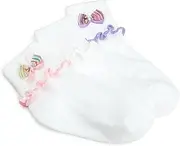[Jefferies Socks] Little Girls' Butterfly Socks With Turn Cuff Ripple Edge