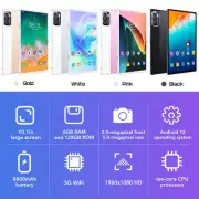 US Plug 10.1in Tablet For Andr-oid 12 Gold 5G WiFi Calling 6GB 128GB 1960x10 Kit