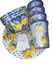 New Set of 12 House & Garden Lemon Polka Dot 4 Dinner plates 4 Bowls 4 Tumblers