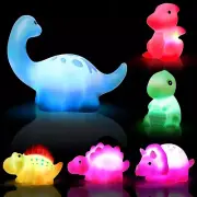 Light Up Bath Toys, Kids Toddler LED Floating Bathtub Toys Dinosaurs(6 Packs) wi