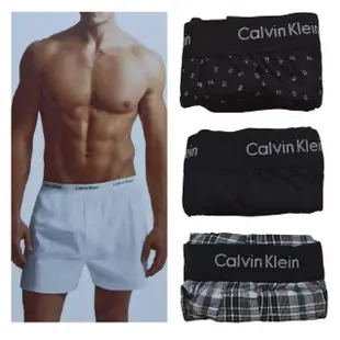 【Calvin Klein 凱文克萊】3件組 男純棉平織平口褲 CK男內褲(寬鬆內褲 棉質內褲 四角褲 透氣 男生內褲)