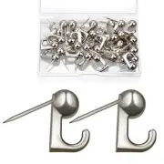 30 Pieces Metal Push Pin Hangers，Decorative Picture Hanging Hooks with silver