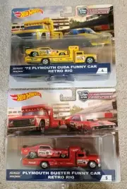 Hot Wheels 2018 Team Transport Plymouth '72 Cude SNAKE & Duster MONGOOSE SET