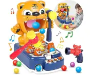 Blue Whack A Mole Game Toys With Toy Gun And 2 Hammers Interactive Game