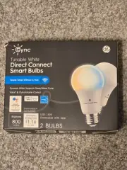 GE CYNC Tunable White Direct Connect Smart Bulbs, 2-Pack