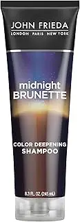John Frieda Midnight Brunette Shampoo, Color Deepening Shampoo to Enhance and Refresh Brunette Tones, Cocoa and Primrose Oil-Infused Shampoo to Revive Brunette Color, 8.3 Oz