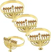 Hanukkah Menorah Napkin Holders Metal Table Napkin Rings Set for Elegant Decor