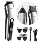 Beard Trimmer for Men, 3 in 1 Hair Trimmer for Men Kit, Nose Ear Silver