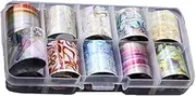 10 Rolls Shell Pattern Starry Sky Nail Transfer Foil Stickers Wraps Transfer Decals Foil for Nails Art (1.0inchs39.4inchs / 2.5cm100cm)