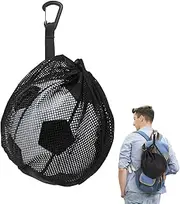 Single Ball Bag Ball Storage Bag Mesh Carry Bag with Zipper Pocket Drawstring Sling Back Bag with Buckle Clip Ball Storage Sling Bag for Carrying Basketball Volleyball Soccer Football