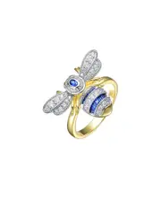 Genevive 14K Over Silver CZ Wasp Ring