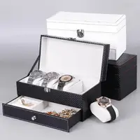 在飛比找樂天市場購物網優惠-手錶盒 雙層珠寶首飾盒4位手錶盒項錬戒指收納包裝盒新品 限時