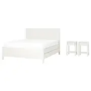 TONSTAD bedroom furniture, set of 3, incl bed storage/off-white, Double