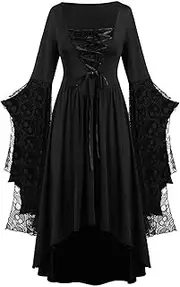 [TIMIFIS] Womens Victorian Dress Plus Size Halloween Dress Flare Sleeve Marie Antoinette Ball Gown Gothic Renaissance Dress