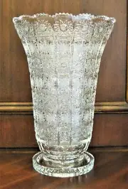 Bohemian Czech Crystal 10" Tall Vase Hand Cut Queen Lace 24% Lead Glass