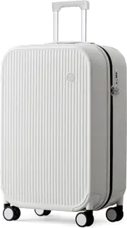 mixi Luggage Hardside PC Suitcases with Wheels & TSA for Travel Woman Men, White 20-inch