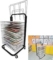 Foldable and Flip Up Art Drying Rack with Lockable Wheels, Painting Drying Rack for Classroom, Art Studio, Canvas Rack Art Storage - Sturdy Steel Construction, Ideal for Schools and Art Clubs, Black(2