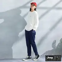 在飛比找momo購物網優惠-【JEEP】女裝 百搭休閒斜紋長褲(藍)