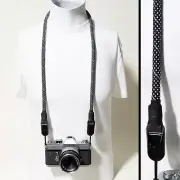 Black & White Polka Dot 40" Climbing Rope Camera Strap w/Peak Design Anchors