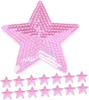 SEWACC 15pcs Sequin Five-Pointed Star Patch Star Decorative Patches Embroidered Sequin Applique DIY Repair Decoration Embroidered Cloth Stickers DIY Repair Decoration Pink The Pet