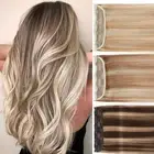 3/4 Head Clip in Human Hair Extensions ONE PIECE Weft 100% Real Remy Hair Blonde