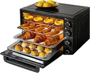 1500W Oven, 40L Desktop Electric Oven, Adjustable Temperature 90-230℃, 60-Minute Timer, Independent Upper and Lower Temperature Control, Including Baking Pan and Grill, Suitable for Restaurants