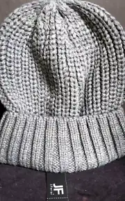 J.Ferrar Rib Knit Beanie Hat NEW! with cuff, Gray Color Mens or Ladies