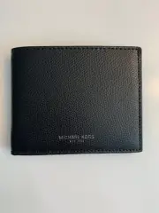 NWT Michael Kors Men's Warren Billfold Bifold Wallet Leather Black $118 No Box