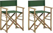 Folding Outdoor Chairs for Garden, Patio, or Deck - Green Bamboo Director's Chair Set, Portable & Foldable for Easy Storage- 2 pcs