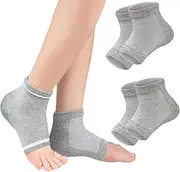 2 Pairs Moisturizing Heel Socks, Gel Heel Repair Socks, Overnight Moisturizing Spa Socks Gel Lined Toeless Spa Socks for Softening and Repairing Chapped Treat Dry Heel Feet -Gray