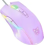 SIMGAL RGB Gaming Mouse Wired, USB Optical Computer Mice with RGB Backlit, 6 Adjustable DPI Up to 6400, Ergonomic Gamer Laptop PC Mouse with 7 Programmable Buttons for Windows Vista Linux (Lilac)