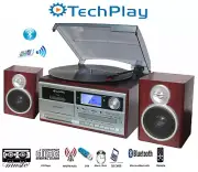 TechPlay ODC128BT Wood Stereo Record Player Turntable Bluetooth CD Cassette