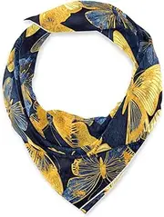 [miaozhen] Silk square cute headband for man for winter 35 In Blue and Gold Butterfly bufandas para mujer para frio, Blue and Gold Butterfly