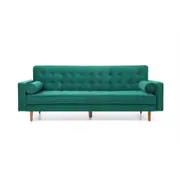 Sofa Bed 3 Seater Button Tufted Lounge Set for Living Room Couch in Velvet Green Colour