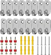 16 Pack Heavy Duty Picture Hangers Mirror Hooks - 304 Stainless Steel Wall Mounted Mini J Wall Hooks for Picture Frame Mirror Hanging Hardware for Hanging Mirror Hanging Hardware Band Screw