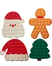 4pcs Silicone Popit Fidget Christmas Santa Claus Hat Tree Push Bubbles Pop Toys