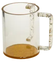 (D) Judaica Wash Cup Clear Negel Vasser Cup Lucite 4 7/8 H (Gold)