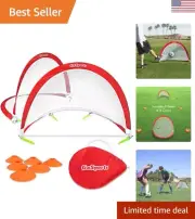 Portable Soccer Goal Pair with Reflective Design and Cones - Training and Games