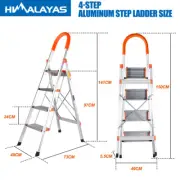 4 Step Ladder Multi Purpose Non Slip Light Weight Foldable for Household Office