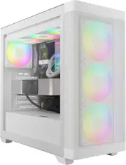 White ATX Mid Tower Computer Case Tempered Glass, Gaming PC Case Support Dual 36