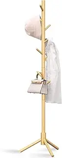 Z&L HOUSE,Solid Wood Coat Stand, 8 Hooks 3 Adjustable Tree Stands,Floor hanger Standing Coat Rack, for Entryway, Hallway,Can Be Used to Hang Clothes, Hats, Umbrellas, Bags.(Wood color)