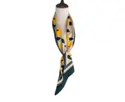 S75 145cm Tulip Print Small Silk Scarf Retro Decoration Professional Dress Scarves Hairband Temperament Long Versatile