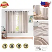 Elegant Light Filtering Linen Curtain Panels with Grommet Top - Semi Sheer Tan