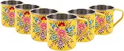 6X Pansy 450ml Hand-Painted Camping Mugs - Buttercup - Stainless Steel Coffee Tea Espresso Travel Camp Hiking Cups with Handle - by Billy Can