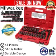 43pc Milwaukee Shockwave 3/8" Drive SAE/Metric Deep 6 Point Impact Socket Set