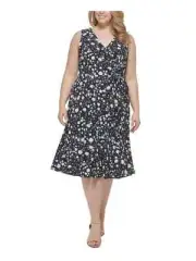 Tommy Hilfiger Women's Dress Plus Size,Sky Captain Multi 16W